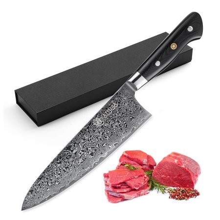 KATSURA CUTLERY 8.25 in. Damascus Gyuto Chef Knife CKGD23G
